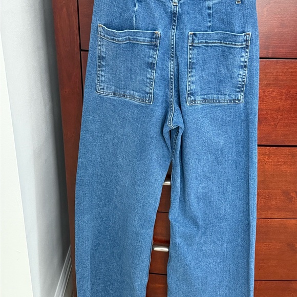 Zara Size 6 Marine High Rise Wide Leg Raw Hem Jeans - Picture 10 of 14